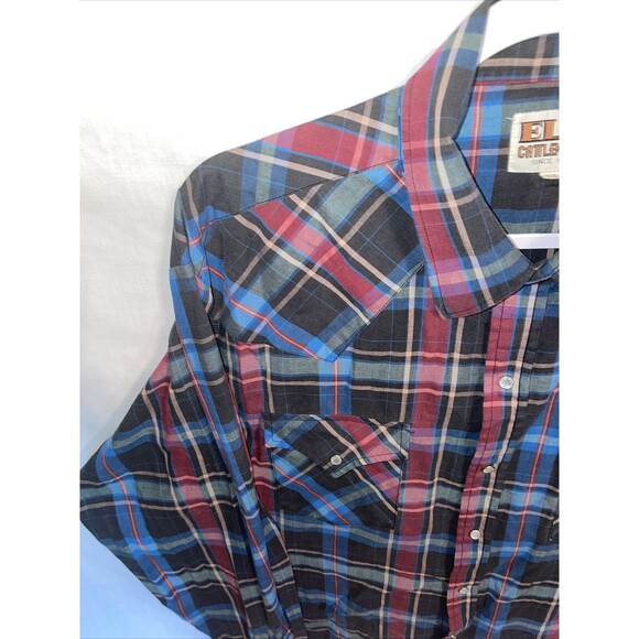Ely Cattleman Western Shirt Men’s Size XL Blue Red Plaid Pearl Snaps LS Rodeo - Picture 5 of 12